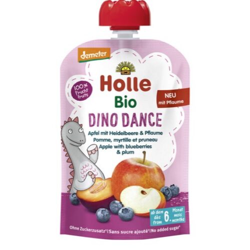 Holle Dino Dance Detske bio pyre jablko s cucoriedkami a datlami (6m+) 100g