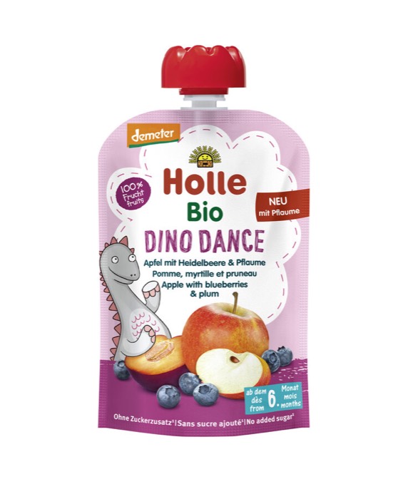 Holle Dino Dance Detske bio pyre jablko s cucoriedkami a datlami (6m+) 100g