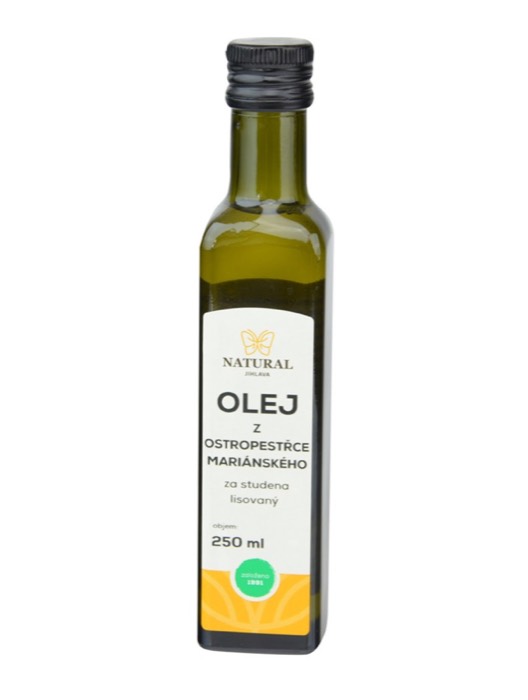 Olej z ostropestřce mariánského za studena lisovaný - Natural 250ml Olej z ostropestřce mariánského za studena lisovaný - Natural 250ml