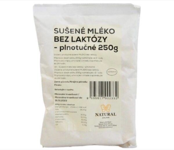 Sušené mlieko bez laktózy - plnotučné - Natural 250g Sušené mlieko bez laktózy - plnotučné - Natural 250g